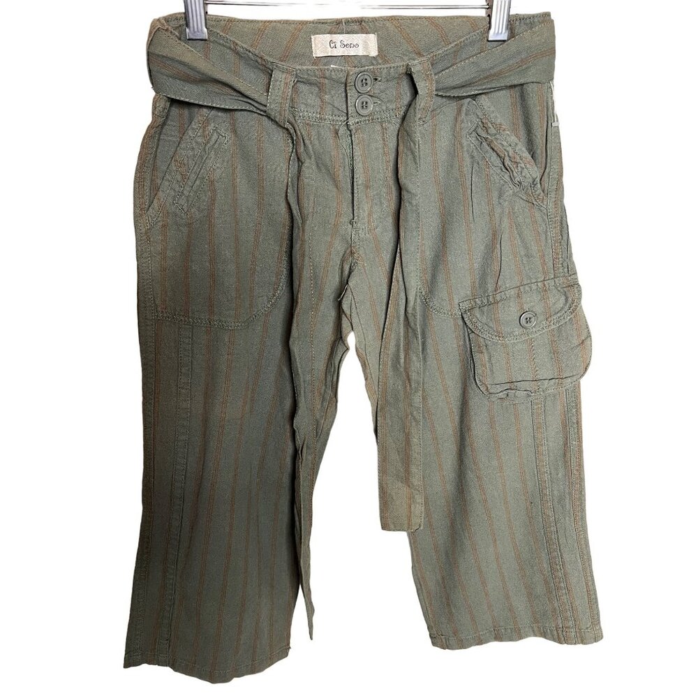Ci Sono Women’s capris green orange cargo linen summer - Picture 1 of 10
